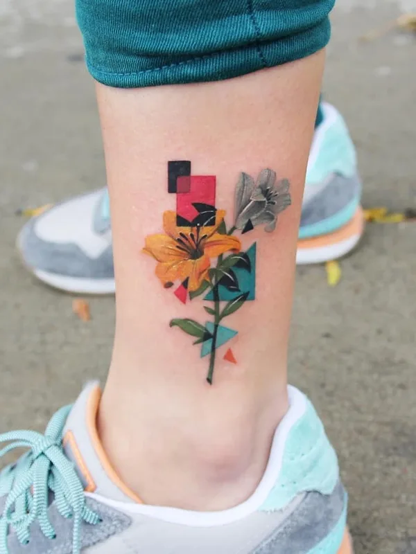 color illustrative tattoo auf ankle #25816 | Tätowierer Polyc SJ / 상진