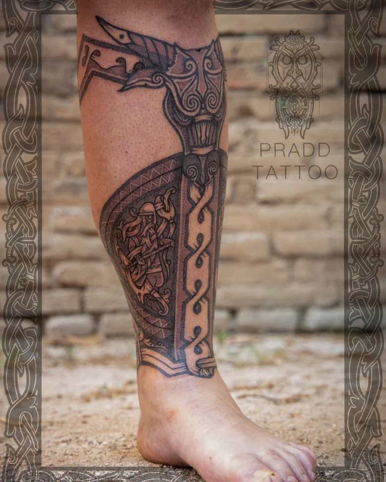 tattoo scandinavian ornament on the leg by Vitaly Pradd