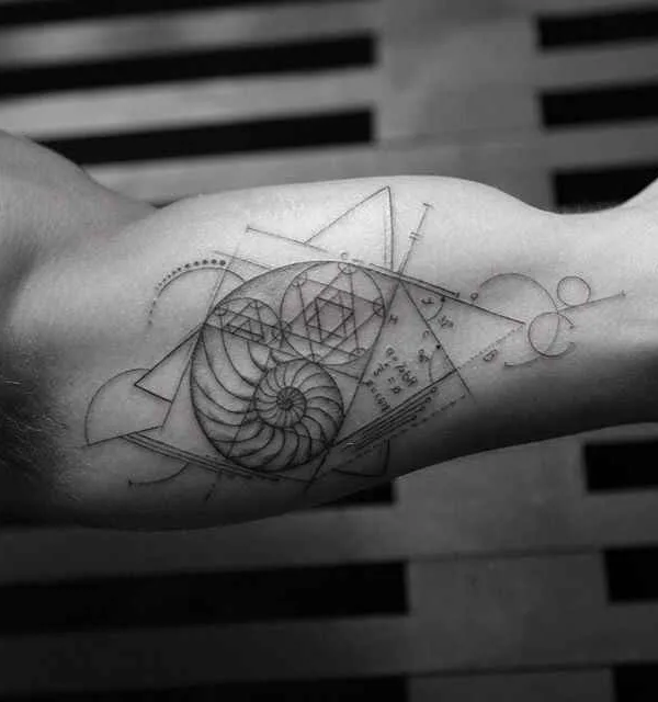 black and grey geometric tattoo auf bicep #114 | Tätowierer Balazs Bercsenyi