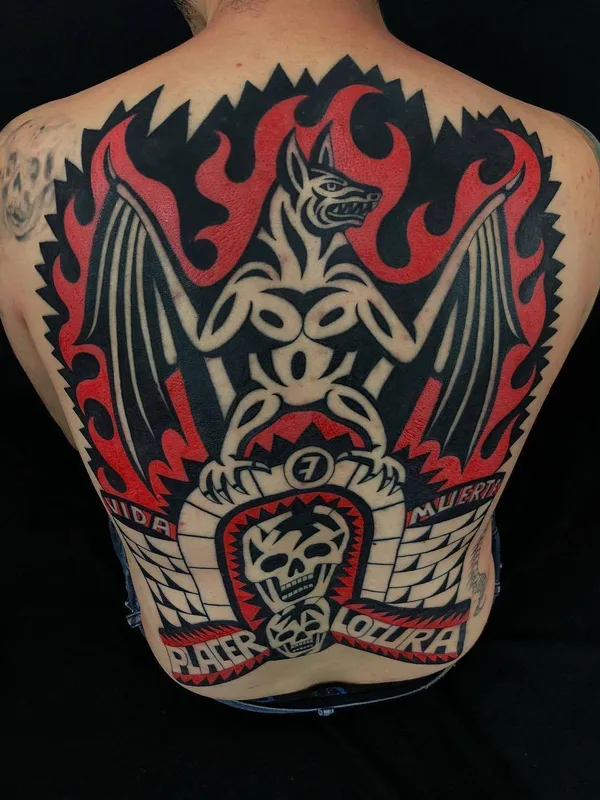 color tribal tattoo on full back #26815 | Tattoo Artist Luxiano 31