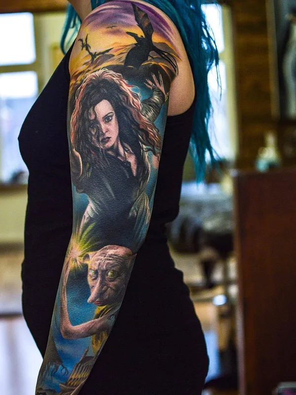 female color realism tatouage sur full sleeve #26920 | Artiste tatoueur Martin Sjöberg