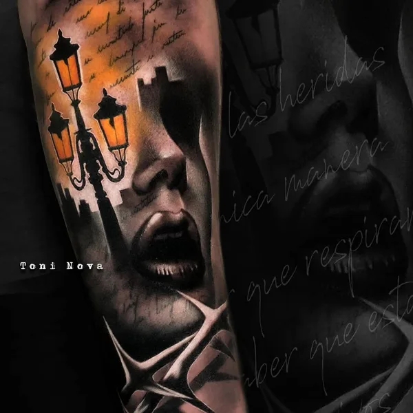 Portrait tattoo by Toni Nova in Barcelona