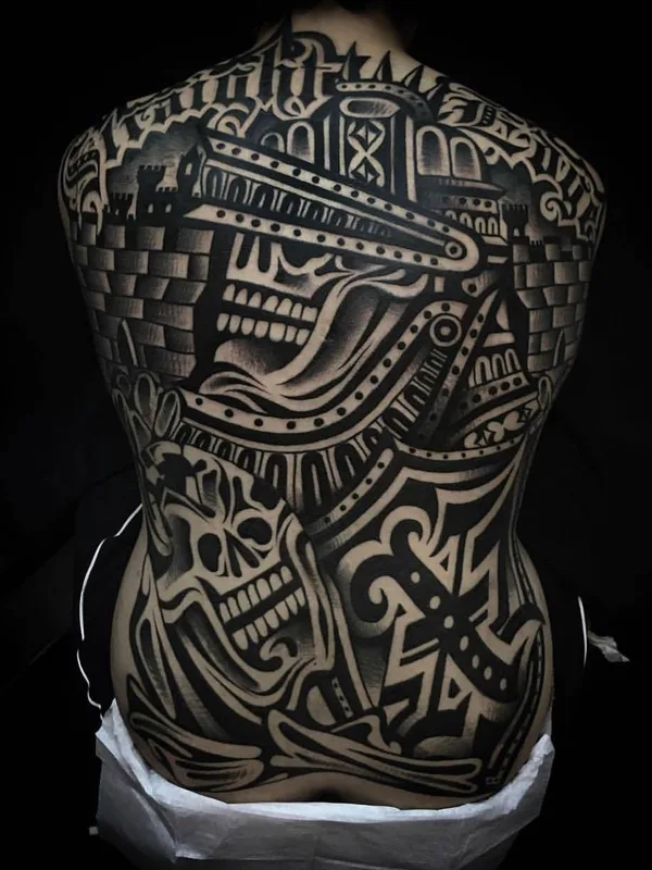 black blackwork tattoo on full back #26819 | Tattoo Artist Luxiano 31