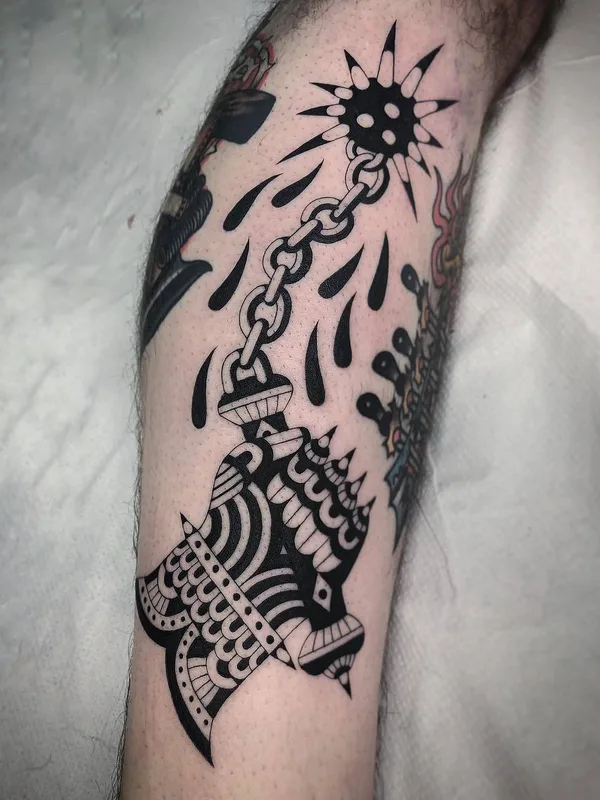 black blackwork tattoo on calf #26824 | Tattoo Artist Luxiano 31