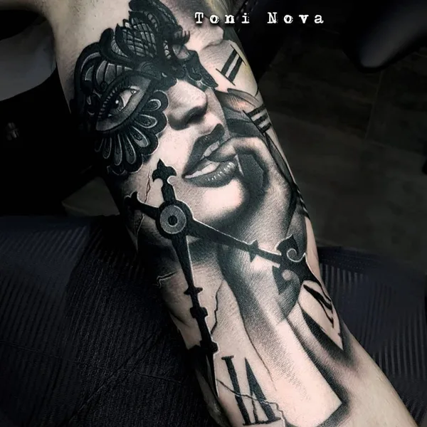 Portrait tattoo by Toni Nova in Barcelona