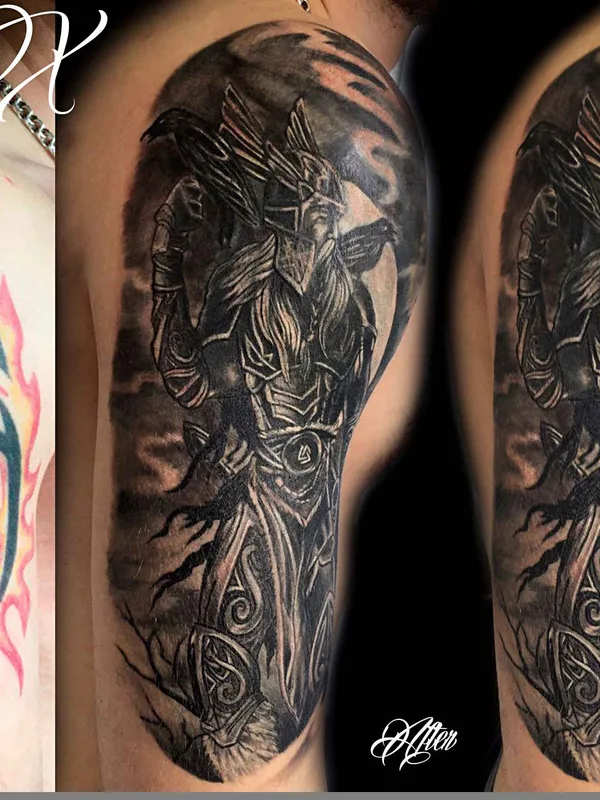 black and grey black and grey tatuaje en shoulder #18467 | Tatuador Владимир Steel X