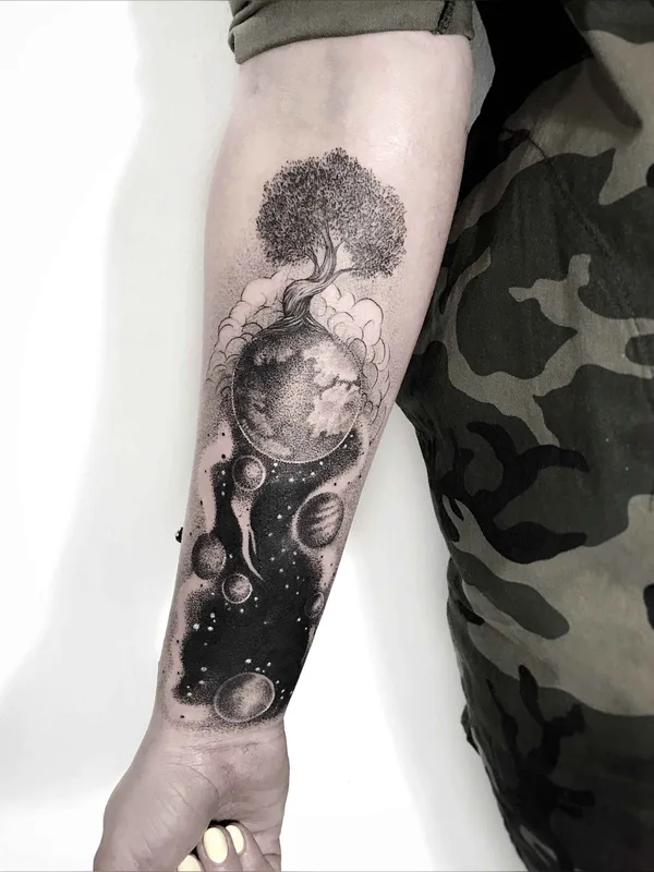 black and grey blackwork татуировка на forearm #19920 | Тату мастер Инесса Кравец