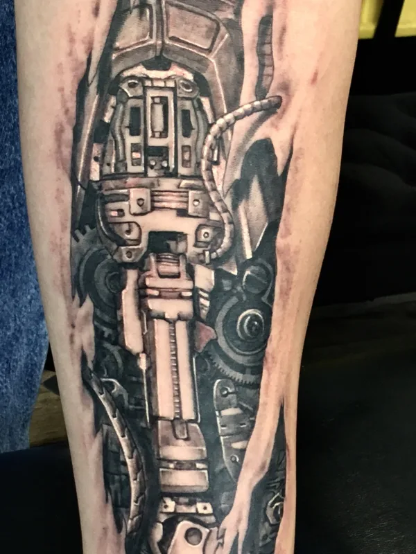 black and grey biomechanical татуировка на forearm #75669 | Тату мастер ERIC M.