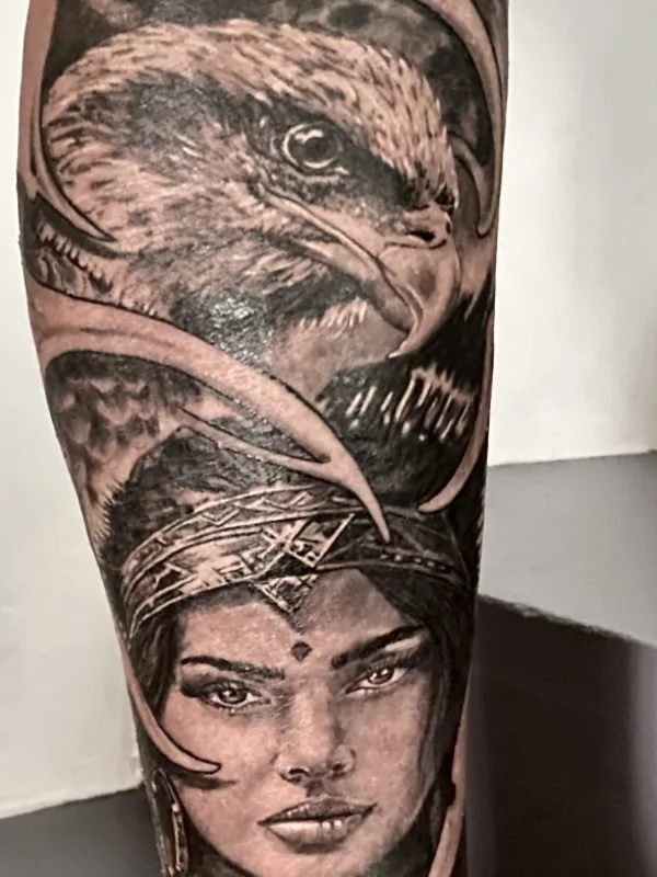 black and grey realism татуировка на calf #75675 | Тату мастер ERIC M.