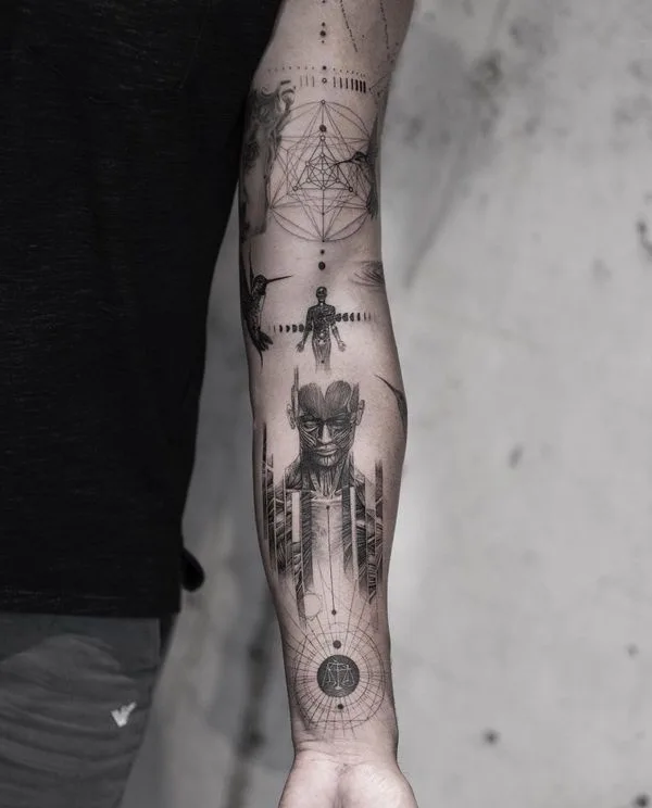 black and grey geometric tattoo on forearm #75797 | Tattoo Artist Oscar Akermo