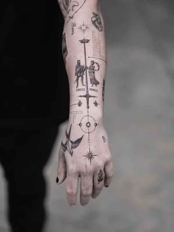 black and grey blackwork tattoo on forearm #75798 | Tattoo Artist Oscar Akermo