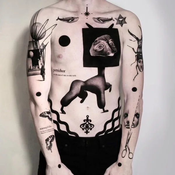 Surrealism tattoo by Matteo Nangeroni in Padova