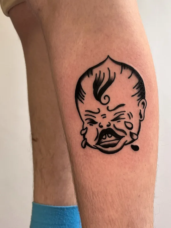 black blackwork tattoo auf calf #75875 | Tätowierer Данил Муркин