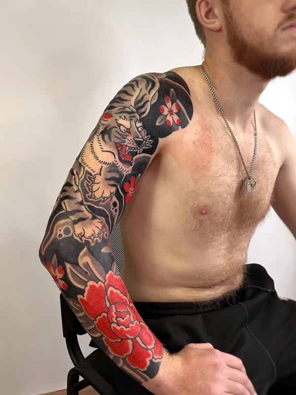 male color japanese tattoo auf full sleeve #75879 | Tätowierer Данил Муркин