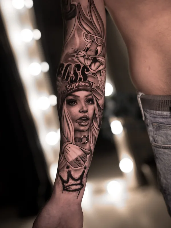 male blackandgrey chicano 타투 부위 arm #75902 | 타투이스트 Sasha Hugo