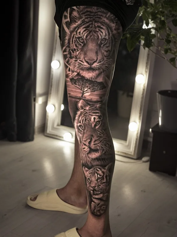 male blackandgrey realism 타투 부위 leg #75919 | 타투이스트 Sasha Hugo