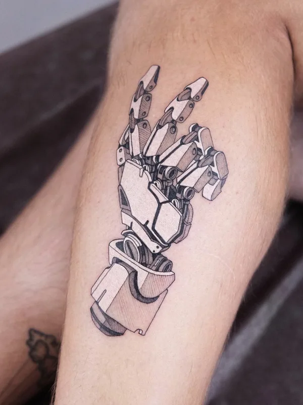black and grey biomechanical 타투 부위 thigh #76010 | 타투이스트 PISATCHÉ