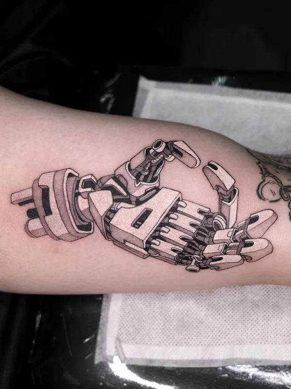 black and grey biomechanical 타투 부위 forearm #76018 | 타투이스트 PISATCHÉ