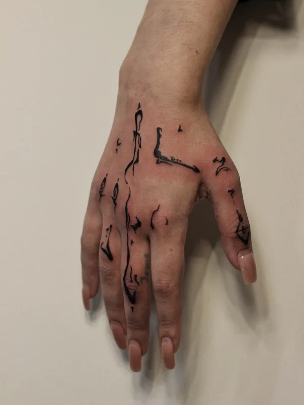 black linework Tatuaggio su hand #76019 | Tatuatore Иван Бакланов