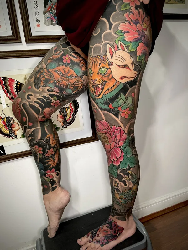 color japanese tattoo auf full leg #76079 | Tätowierer Jaco Abarca