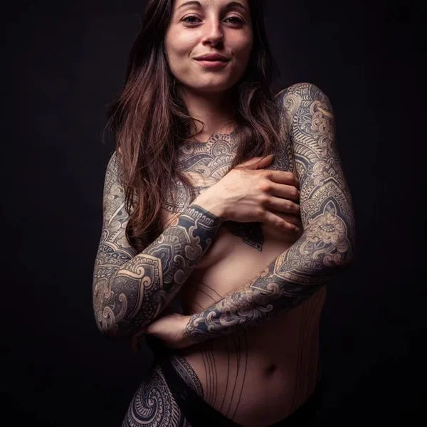 Ornamental tattoo by Dino De Cesare in Sète