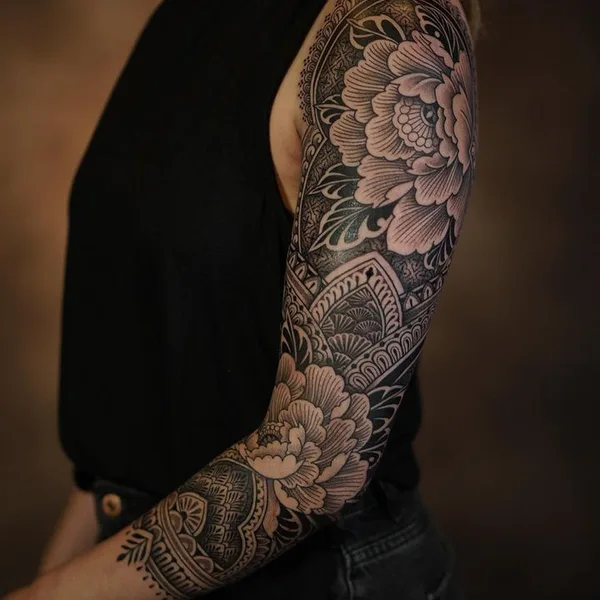 Ornamental tattoo by Dino De Cesare in Sète