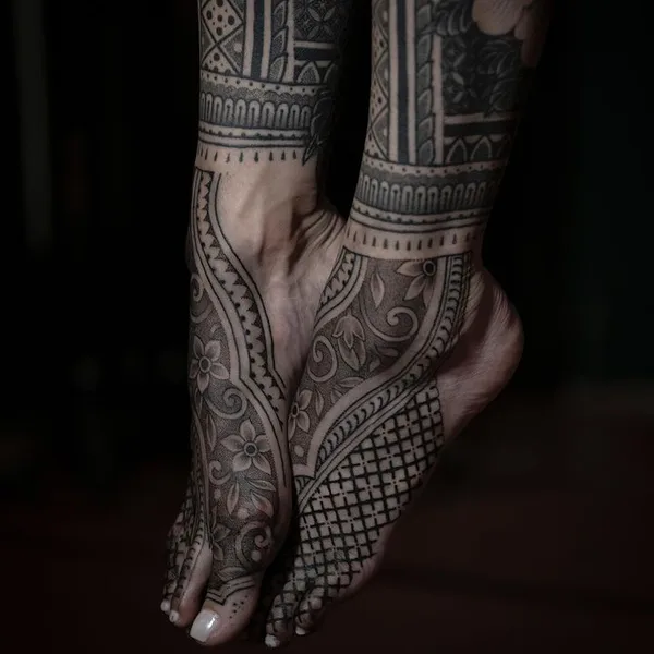 Ornamental tattoo by Dino De Cesare in Sète