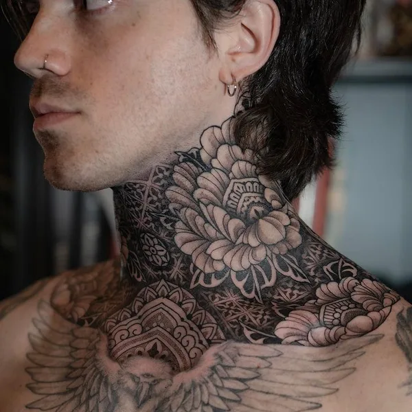 Ornamental tattoo by Dino De Cesare in Sète