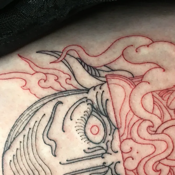 engraving tattoo by Artemii Zhdanov in Moscow