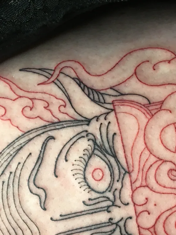 engraving tattoo by Artemii Zhdanov in Moscow