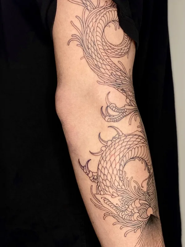engraving tattoo by Artemii Zhdanov in Moscow