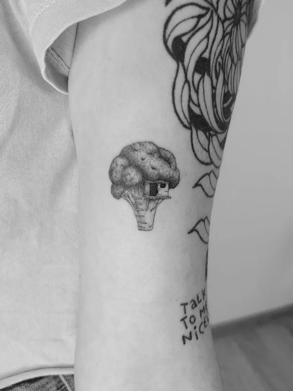black and grey blackwork tattoo on bicep #76411 | Tattoo Artist Кристина Орлова