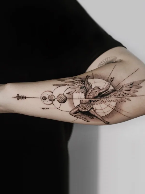 black and grey geometric tattoo on forearm #76450 | Tattoo Artist Kid Needle