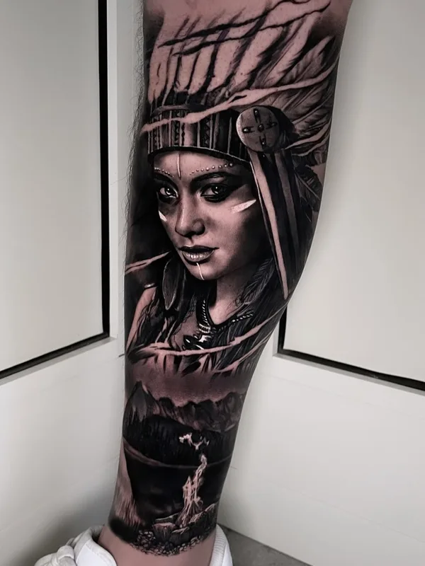 black and grey realism tatouage sur calf #76465 | Artiste tatoueur Federico Galliani
