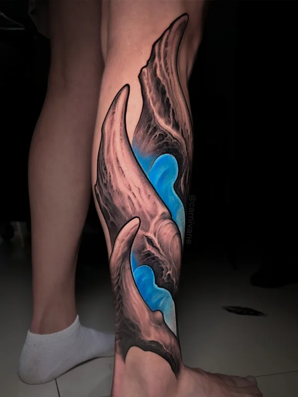 color abstract tatouage sur calf #76486 | Artiste tatoueur Михаил Carnivane