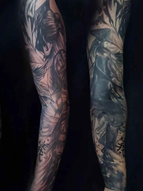black and grey black and grey татуировка на full sleeve #76522 | Тату мастер Ярик Керножицкий 