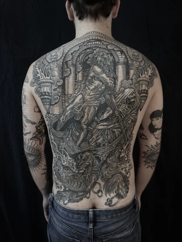 engraving tattoo by Alexandra Snelgrove in Toronto