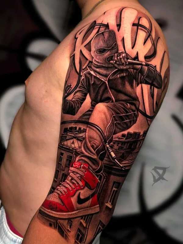 male black and grey realism татуировка на full sleeve #76639 | Тату мастер Nikolay 9 IGL