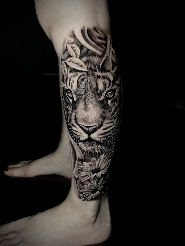 black and grey realism Tatuaggio su calf #76789 | Tatuatore Berhan Tabih