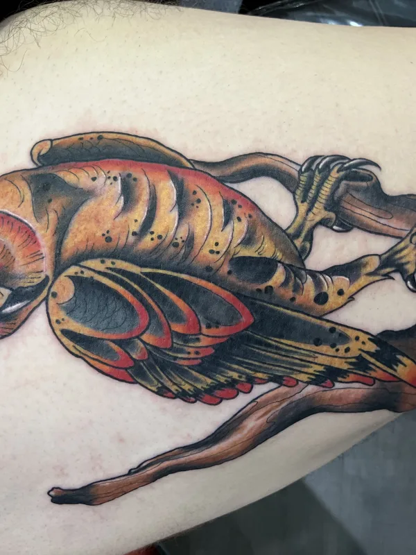 color neo-traditional татуировка на thigh #76908 | Тату мастер Joel Oliver