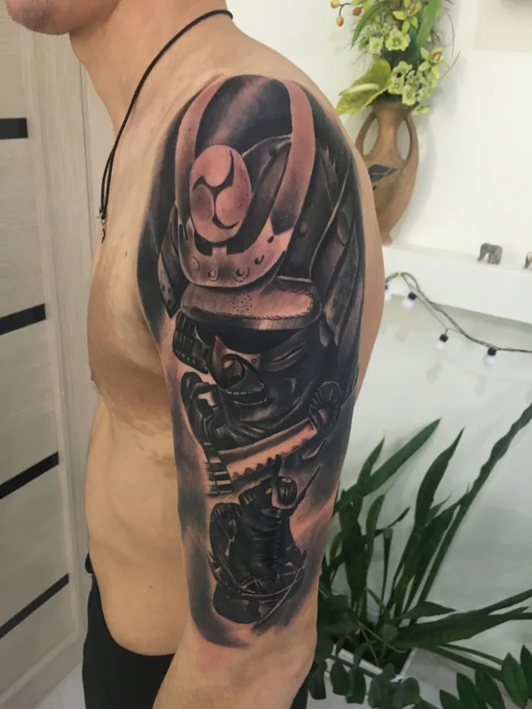 male black and grey japanese татуировка на full sleeve #76997 | Тату мастер Симонов Егор