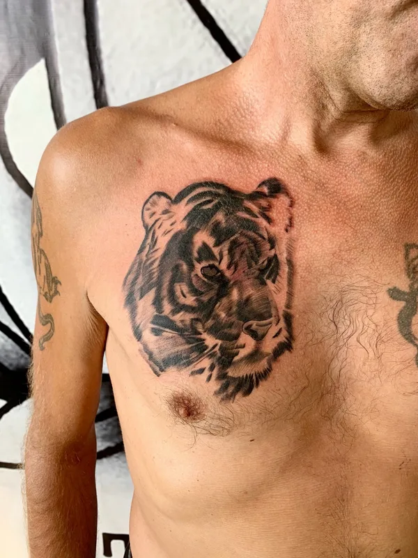 male black and grey realism татуировка на chest #77003 | Тату мастер Симонов Егор