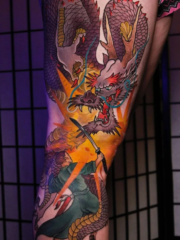 color japanese tattoo auf thigh #77037 | Tätowierer Alina Vax