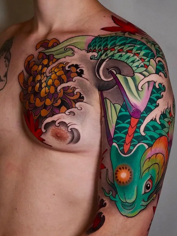male color japanese tattoo auf chest #77044 | Tätowierer Alina Vax