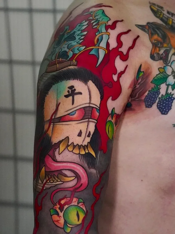 color japanese tattoo auf full sleeve #77046 | Tätowierer Alina Vax