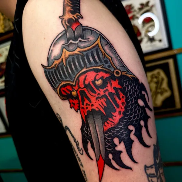 Traditional tattoo by Juan Pablo Badilla in Santiago