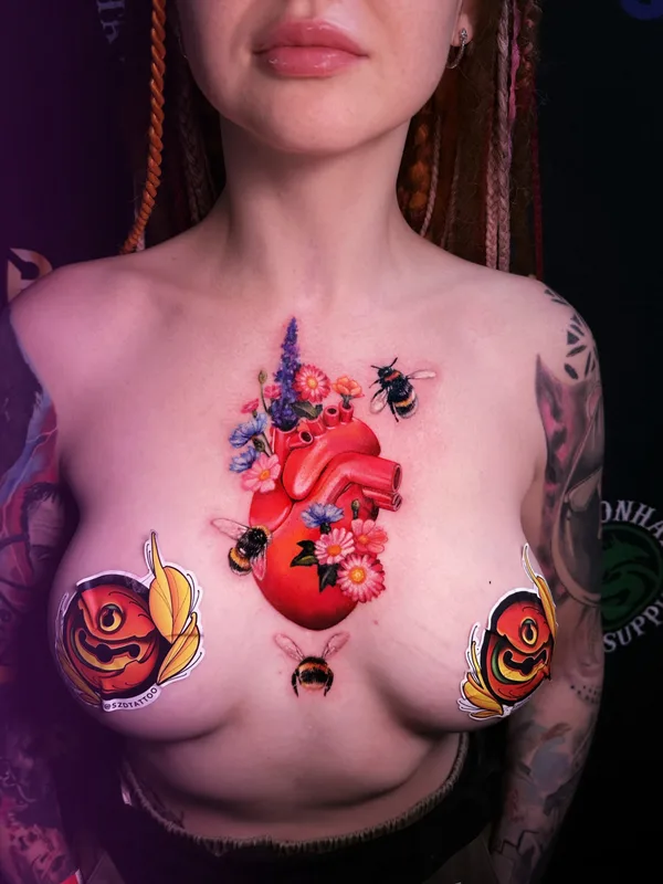 female color realism tattoo on chest #77108 | Tattoo Artist Molly ttt