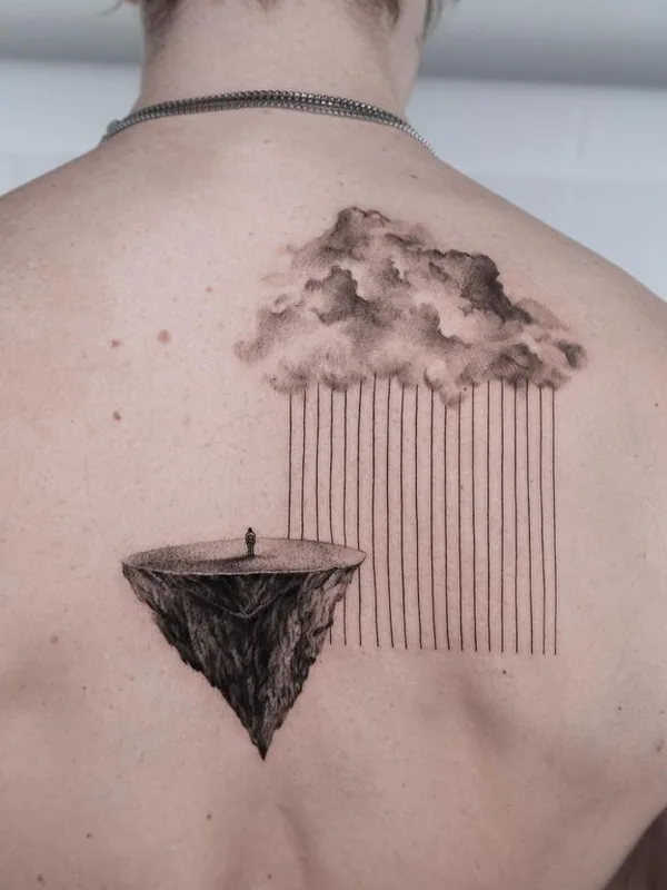 black and grey sketch tattoo auf upper back #77137 | Tätowierer Hanna Talalaenka