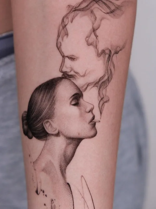 female black and grey realism tattoo auf forearm #77139 | Tätowierer Hanna Talalaenka