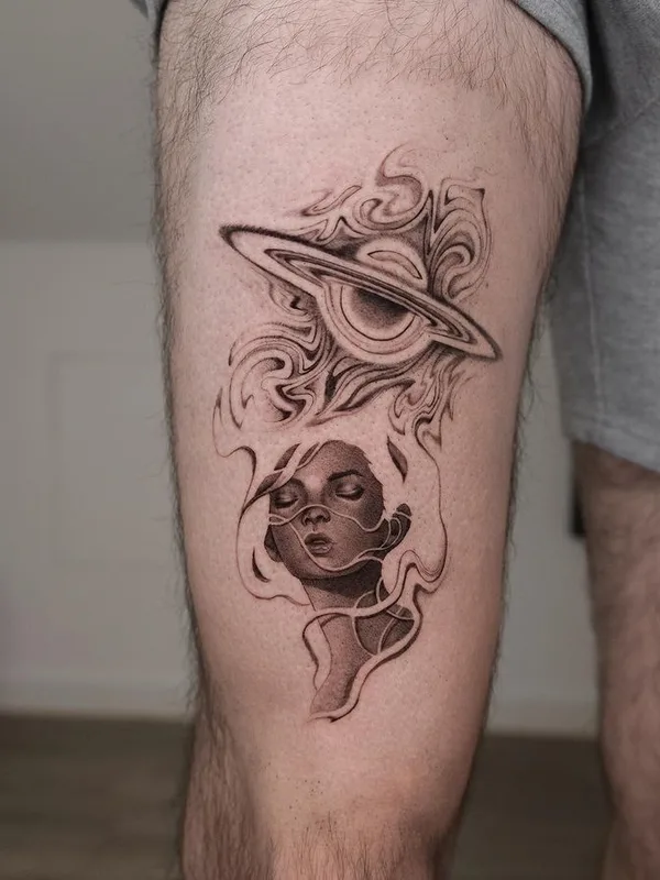 black and grey black and grey tattoo auf thigh #77142 | Tätowierer Hanna Talalaenka